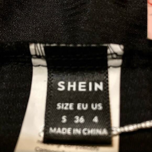 Shein Mod Top Women Small (4) Black Corduroy Rear Zip Wide Straps Biker Girl NWT - Picture 5 of 10